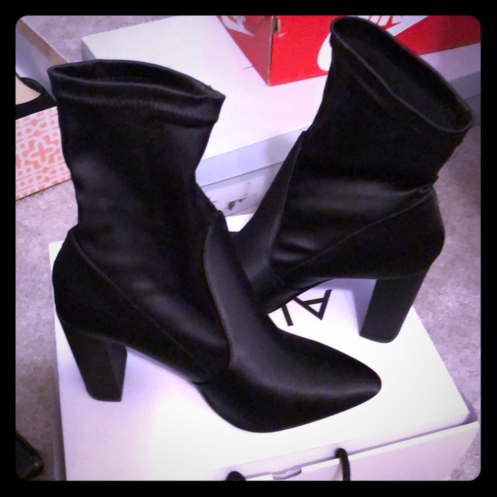 Black stretchy, silky Express sock booties